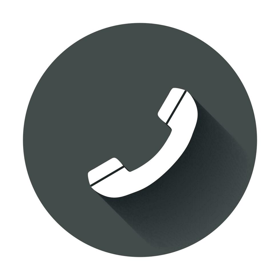 Telefono icona vettore, contatto, supporto servizio cartello. telefono, comunicazione icona nel piatto stile con lungo ombra. vettore