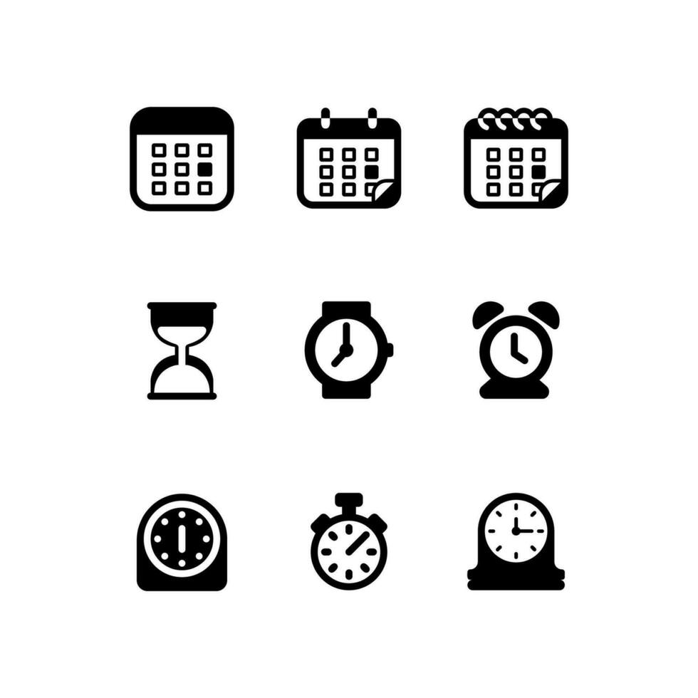 impostato di orologio e calandra icone. semplice linea arte stile icone pacchetto. vettore