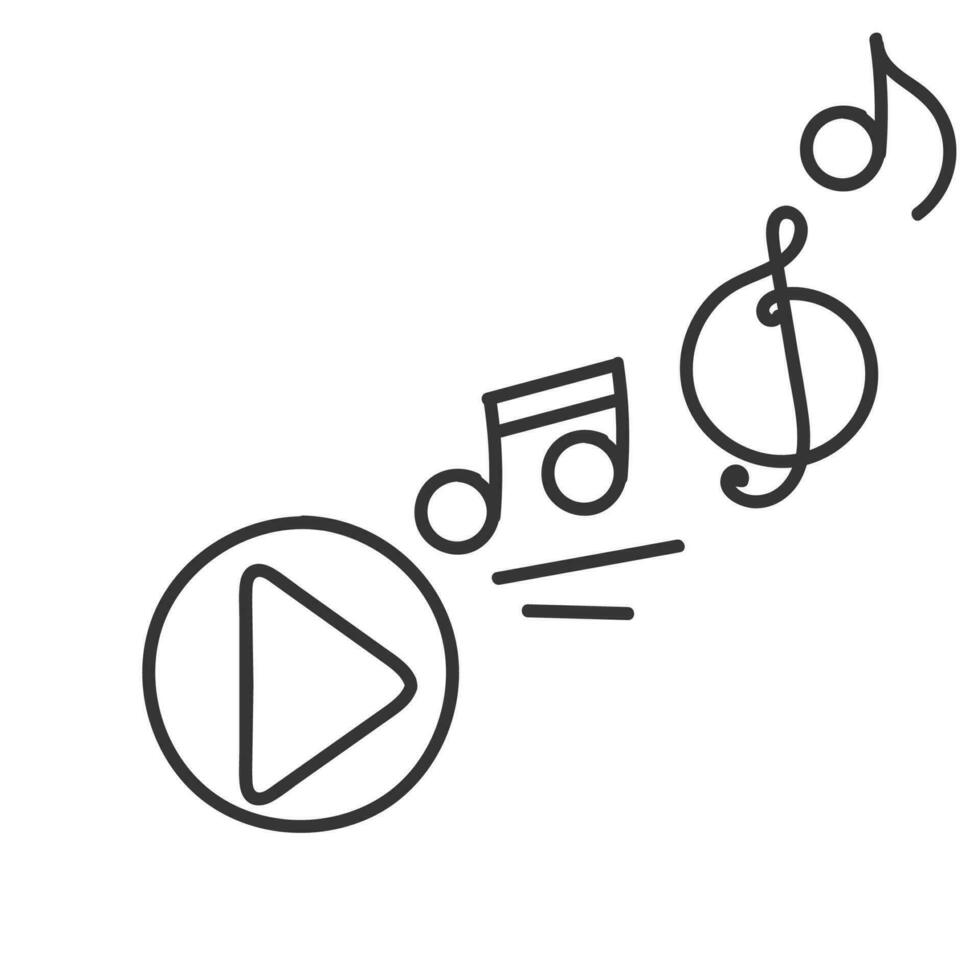 mano disegnato scarabocchio giocare musica pulsante icona illustrazione vettore