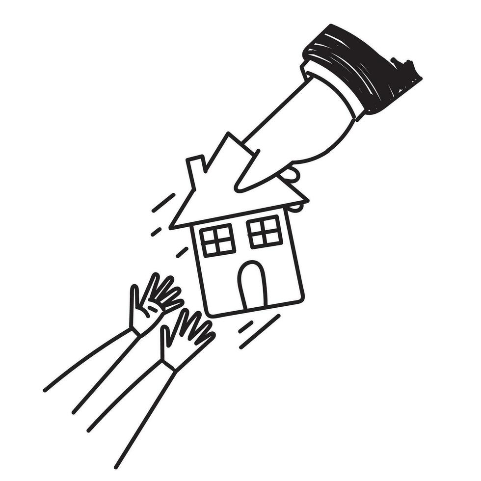 mano disegnato scarabocchio fallimento persona combattente per hold indietro loro Casa illustrazione vettore