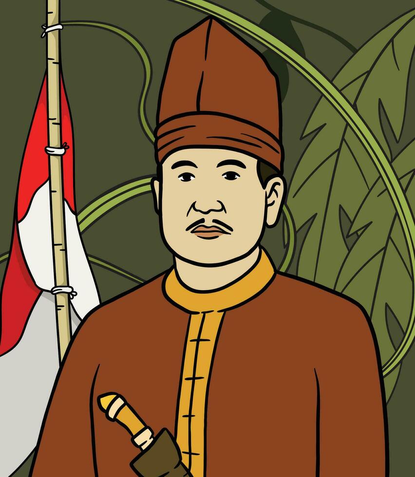 ovest kalimantan eroe ritratto illustrazione. contento indonesiano nazionale eroi giorno vettore
