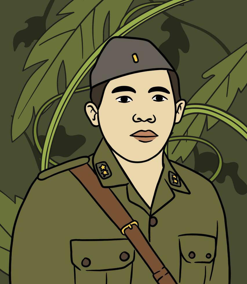 balinese eroe ritratto illustrazione. contento indonesiano nazionale eroi giorno vettore
