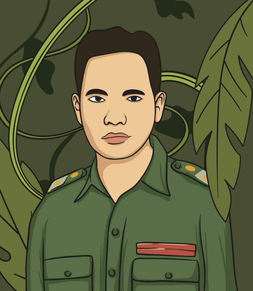 pandjaitan eroe ritratto illustrazione. contento indonesiano nazionale eroi giorno vettore