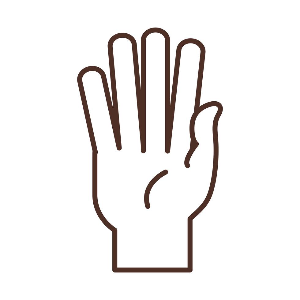 gesto della mano della lingua dei segni che mostra l'icona della linea di cinque dita vettore