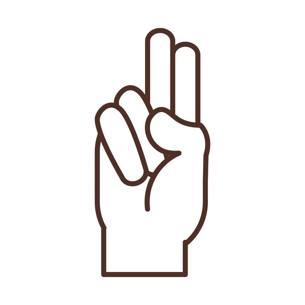 gesto della mano della lingua dei segni che indica l'icona della linea della lettera u vettore