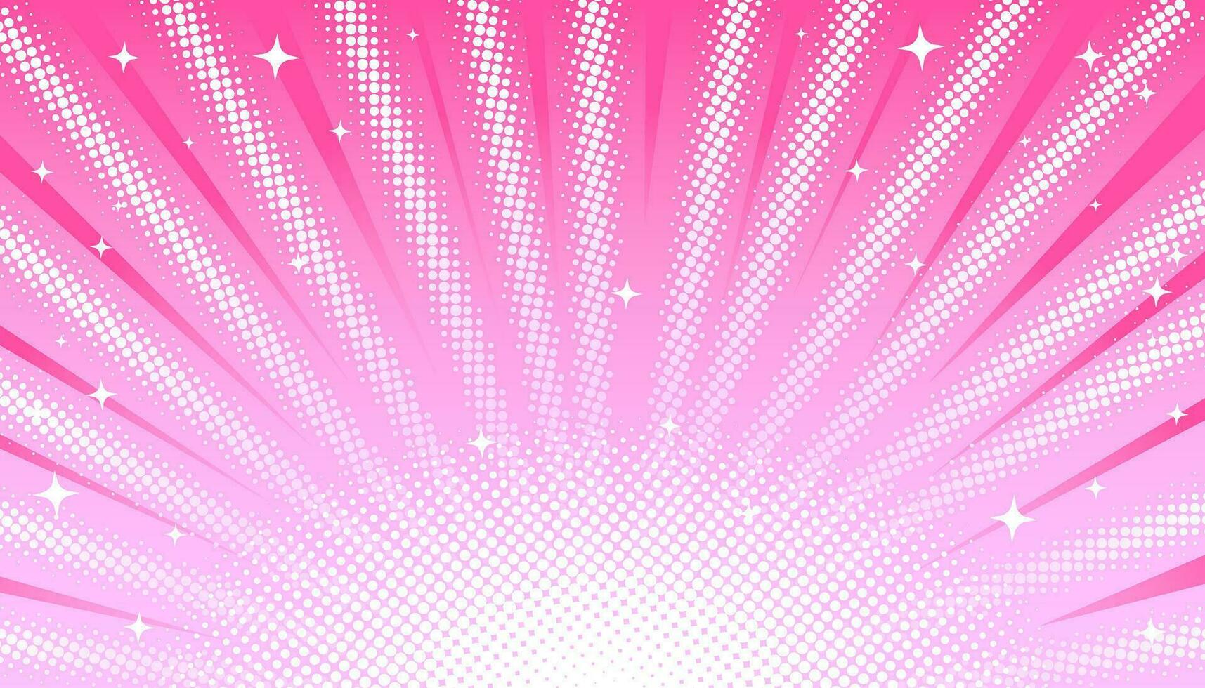 rosa pastello leggero raggi sfondo con mezzitoni effetto e stelle nel manga, i fumetti stile. vettore