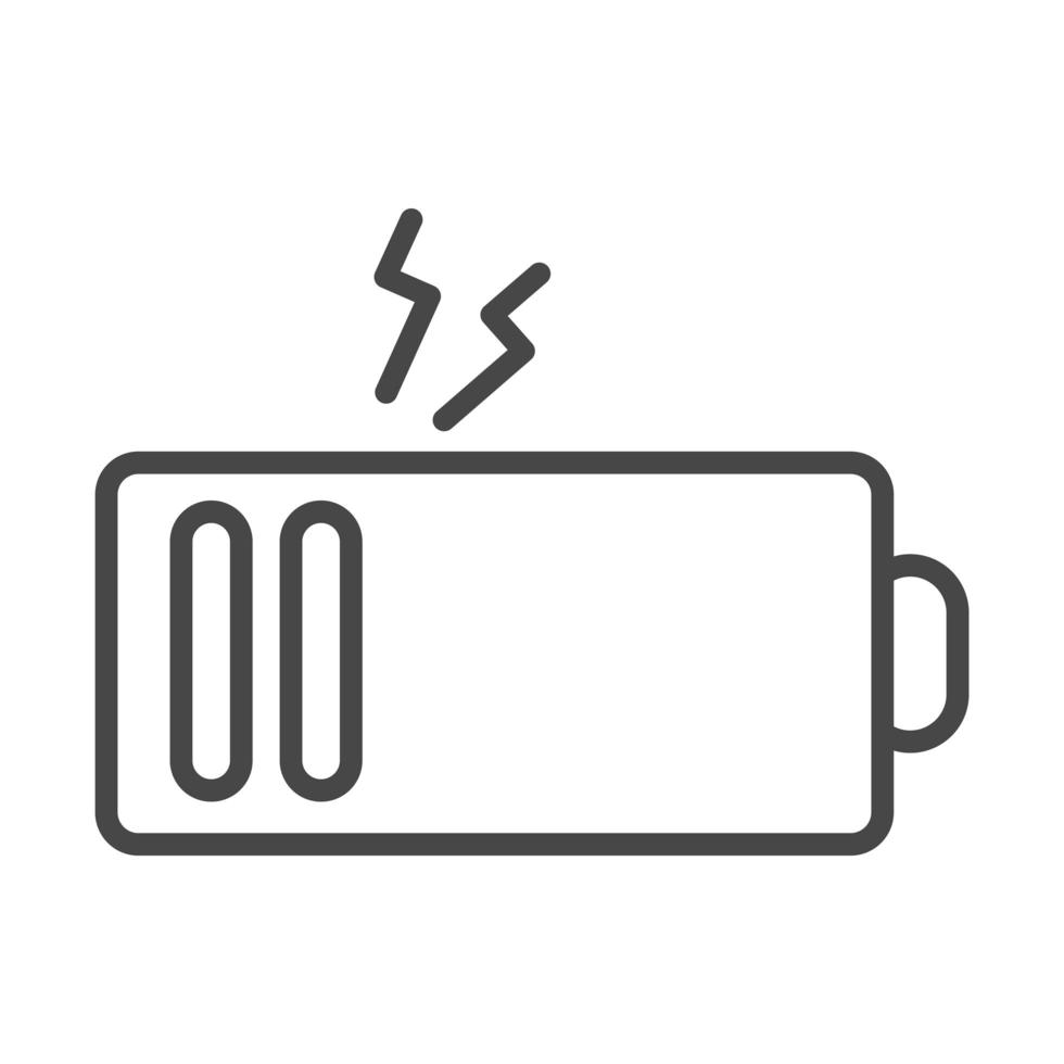caricabatteria basso batteria elettricità lineare stile icona vettore