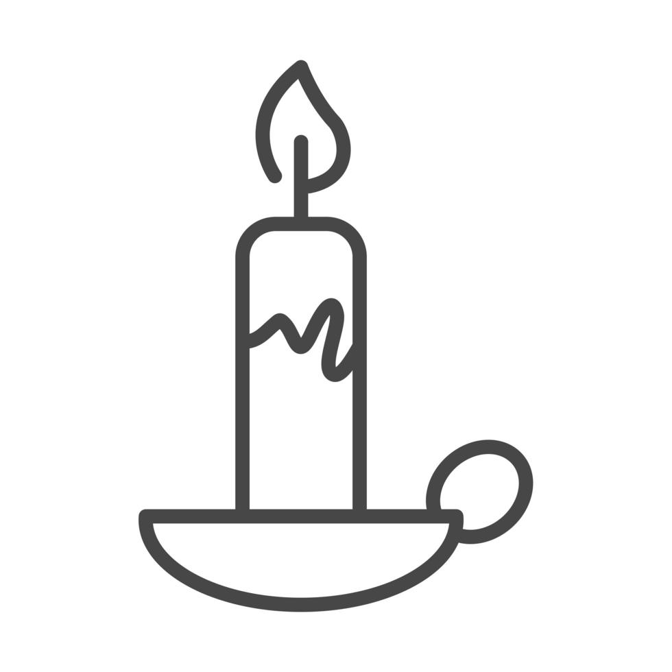 candela accesa nello stile lineare dell'icona della decorazione del lampadario vettore