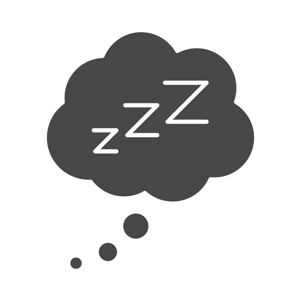 insonnia nuvola dormire zzzz lettere silhouette icona style vettore