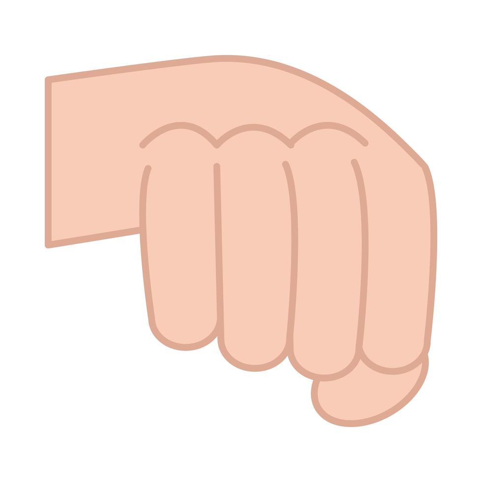 lingua dei segni gesto della mano pugno linea elettrica e icona di riempimento vettore