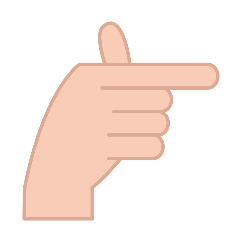 lingua dei segni gesto della mano linea di espressione e icona di riempimento vettore