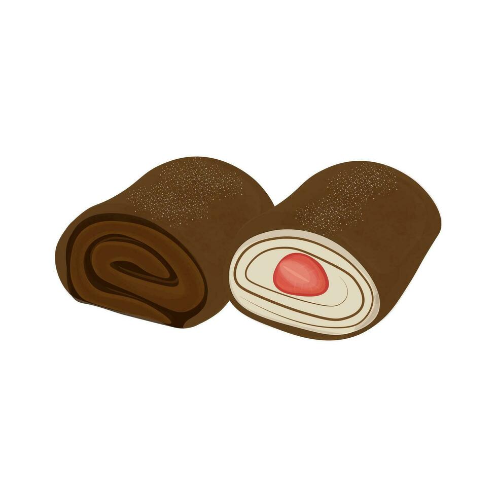 asciugamano crespo rotolo torta cioccolato gusto illustrazione logo vettore