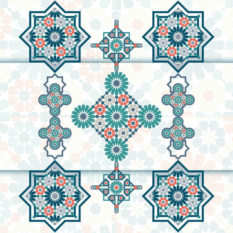 tradizionale islamico design. illustrazione di floreale islamico geometrico decorazione. Marocco senza soluzione di continuità confine. moschea decorazione elemento. vettore