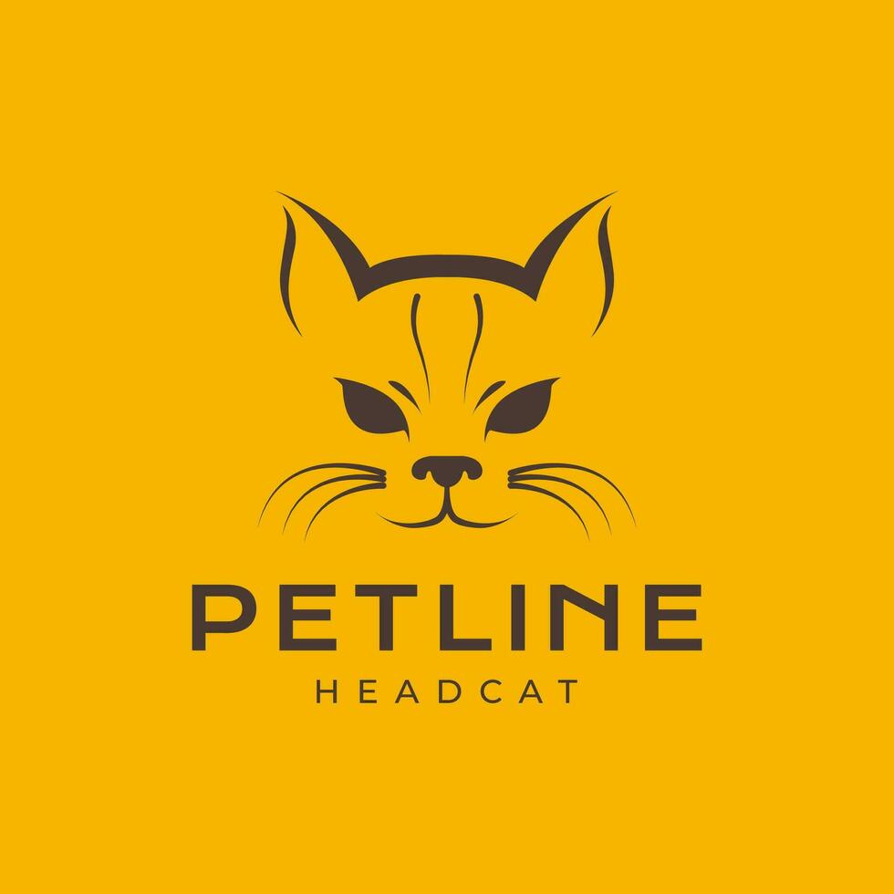 gatto testa animali domestici messa a fuoco portafortuna isolato semplice Vintage ▾ fricchettone logo icona vettore illustrazione