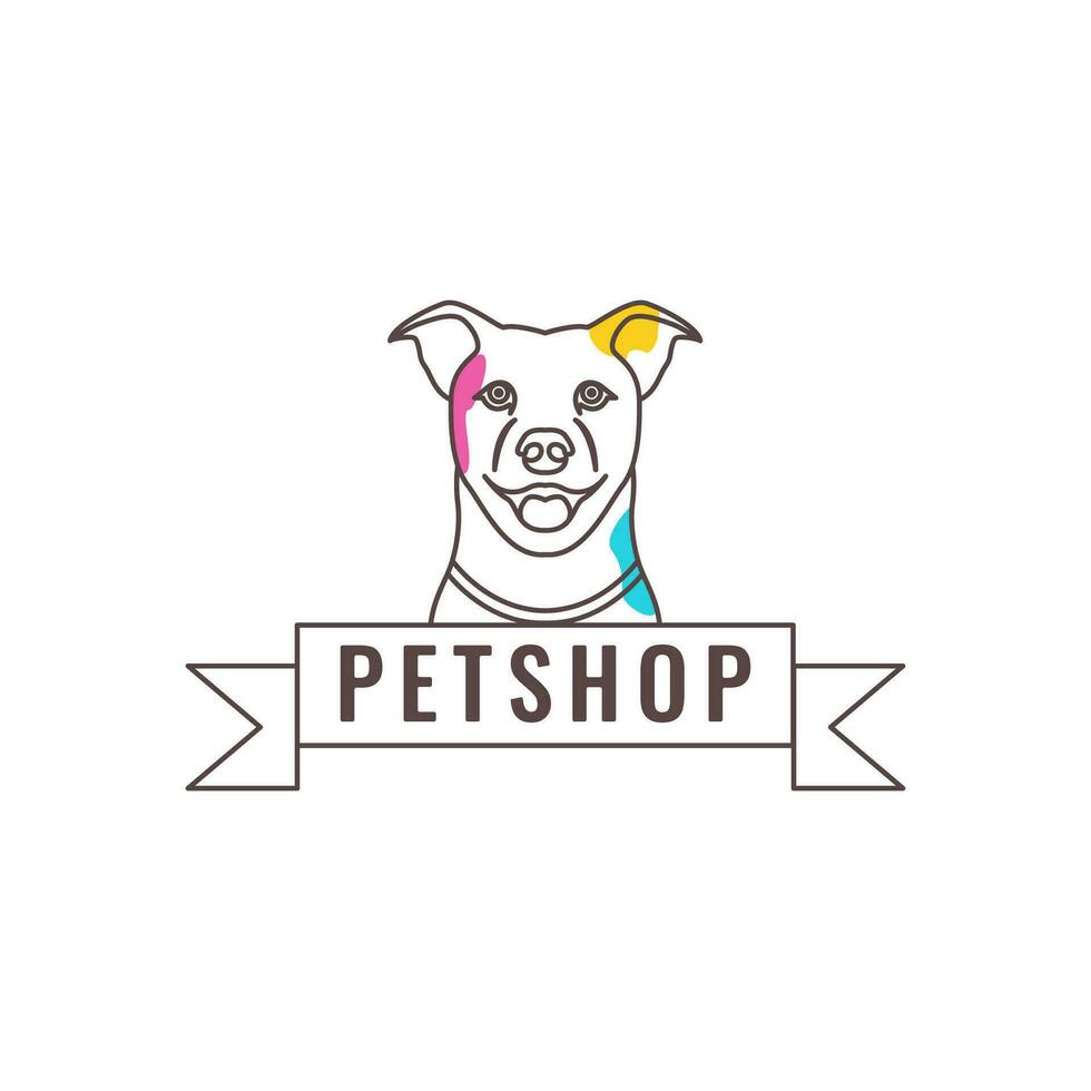 animale animali domestici cane labrador cane da riporto linea arte colorato logo design vettore
