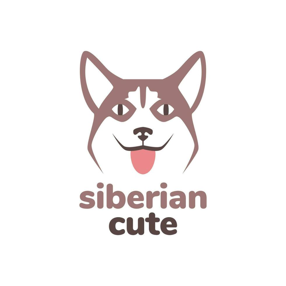 animale animali domestici cane siberiano rauco testa portafortuna carino logo design vettore