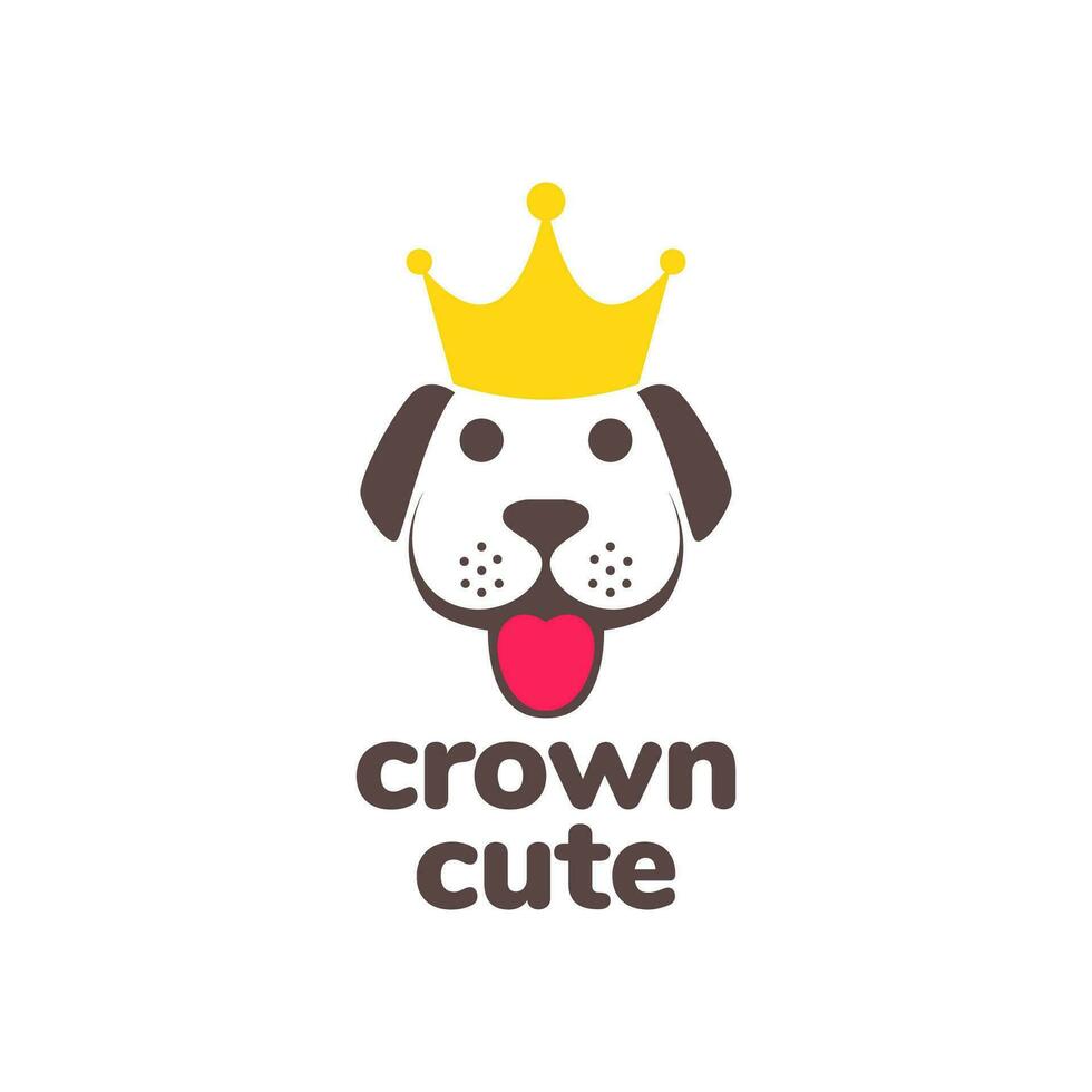 animale animali domestici cane cucciolo corona re felicità portafortuna carino logo design vettore