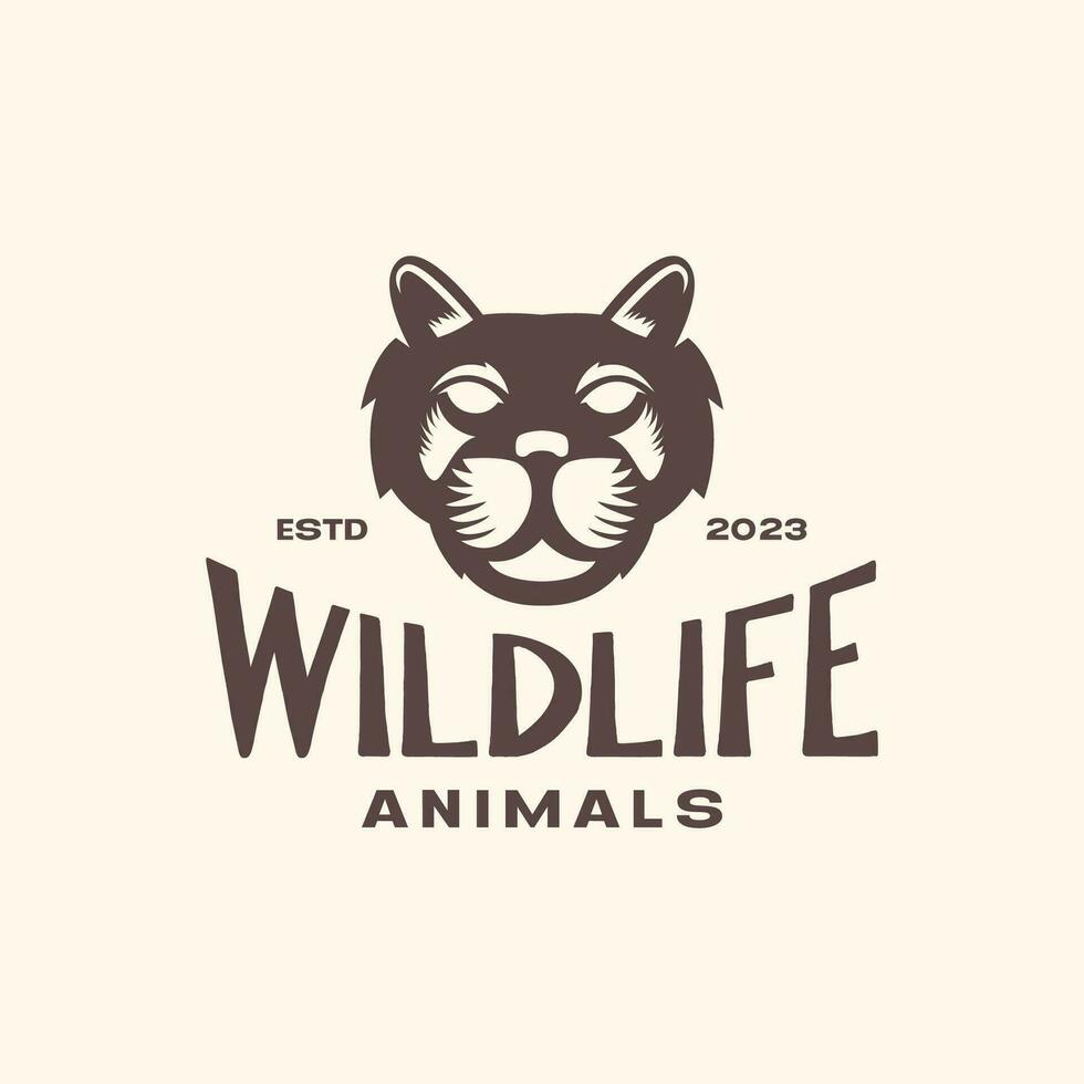 animale natura grande gatto tigre foresta giungla Vintage ▾ vecchio logo design vettore