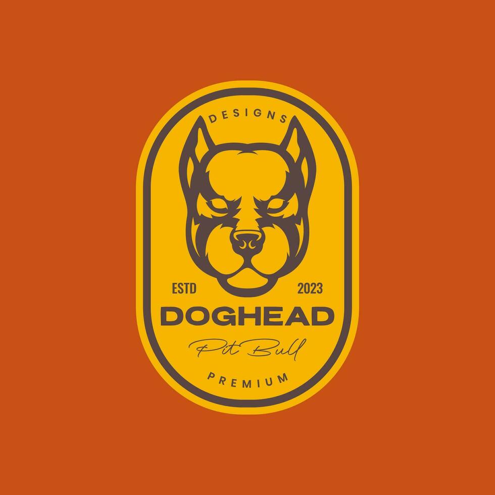 animale animali domestici cane americano fossa Toro terrier testa portafortuna Vintage ▾ distintivo logo design vettore