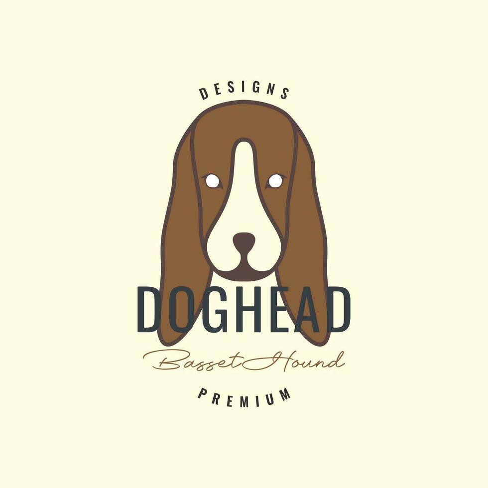 animale animali domestici cane testa bassetto cane da caccia Vintage ▾ fricchettone logo design vettore