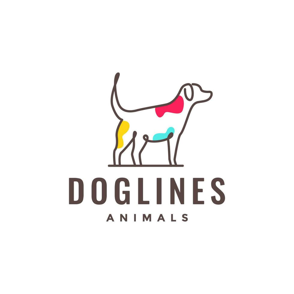 animale animali domestici cane linea arte moderno colorato astratto portafortuna semplice logo design vettore