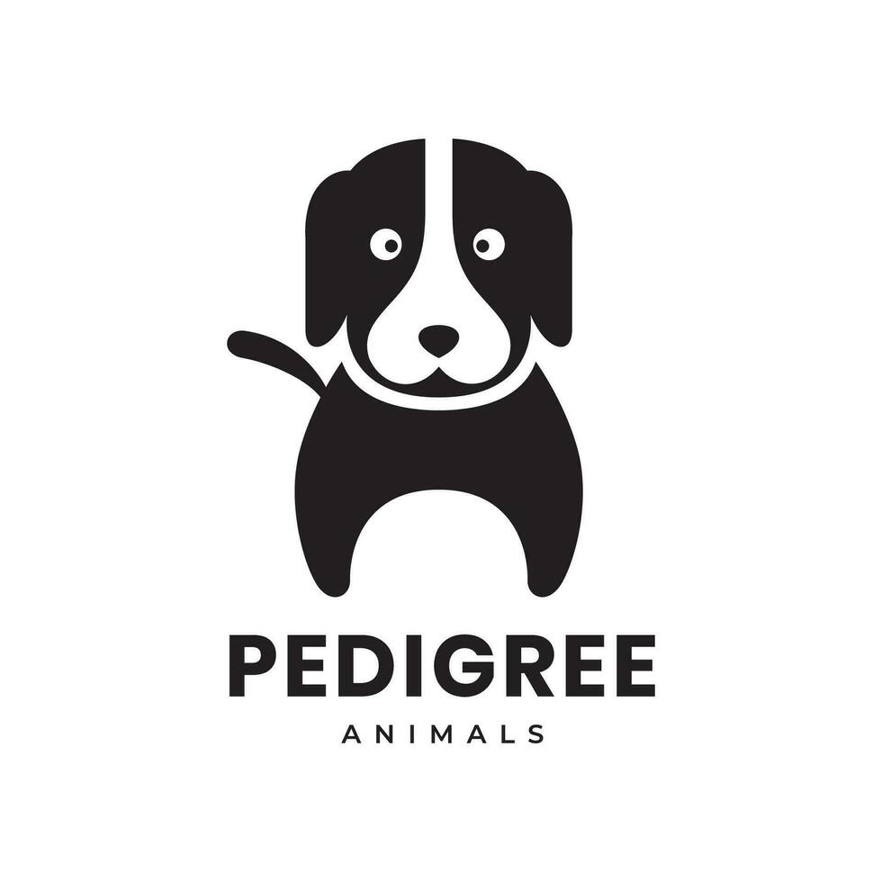 cucciolo cane pedigree animali domestici carino nero moderno portafortuna cartone animato minimo logo vettore icona illustrazione