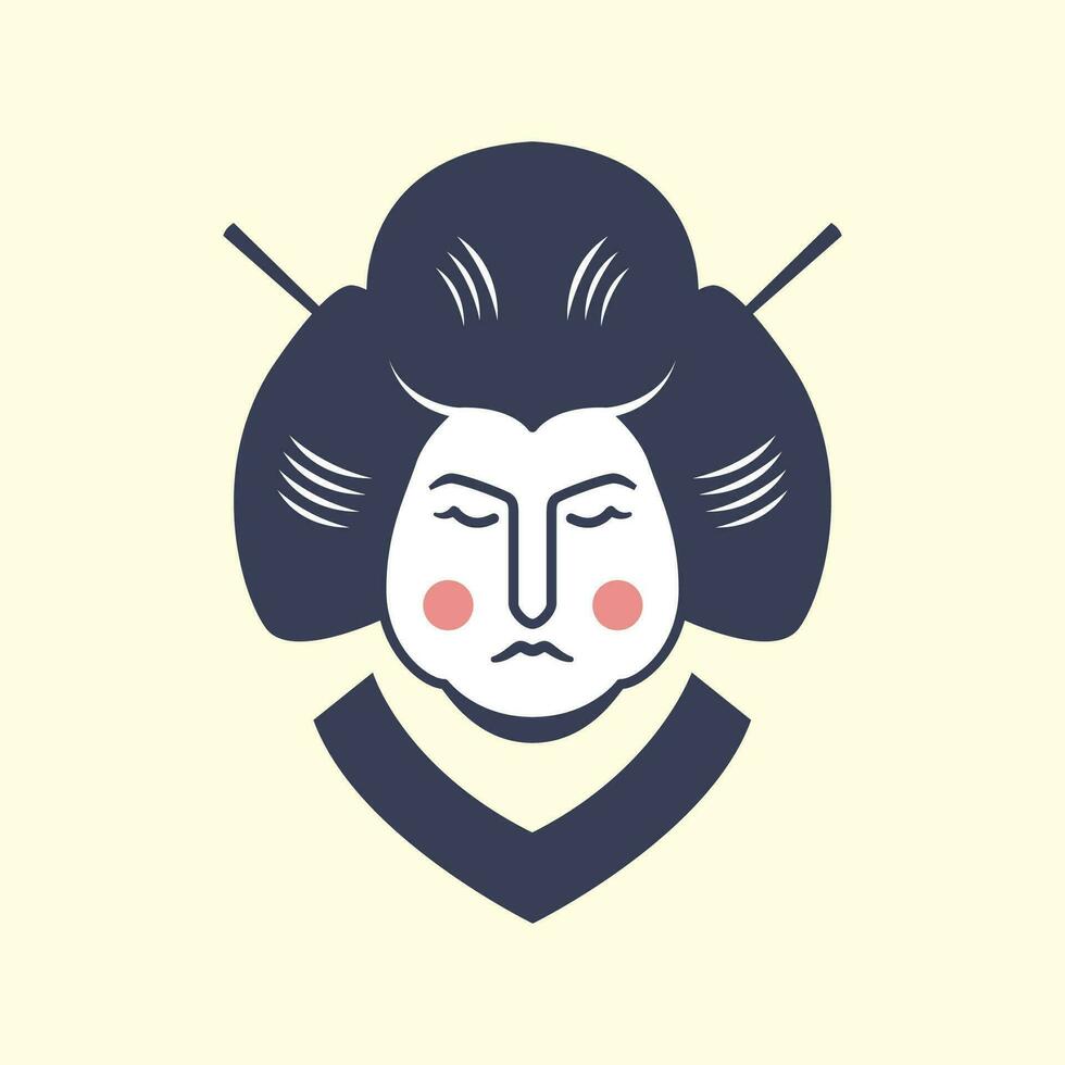 Giappone donne bellezza cultura tradizionale capelli portafortuna Vintage ▾ logo vettore icona illustrazione