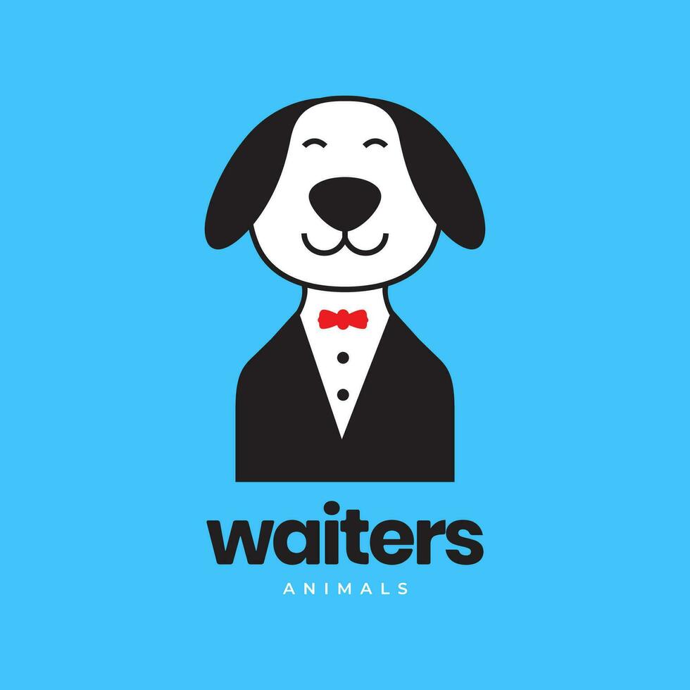 cane camerieri animali domestici completo da uomo attività commerciale portafortuna cartone animato carino logo vettore icona illustrazione
