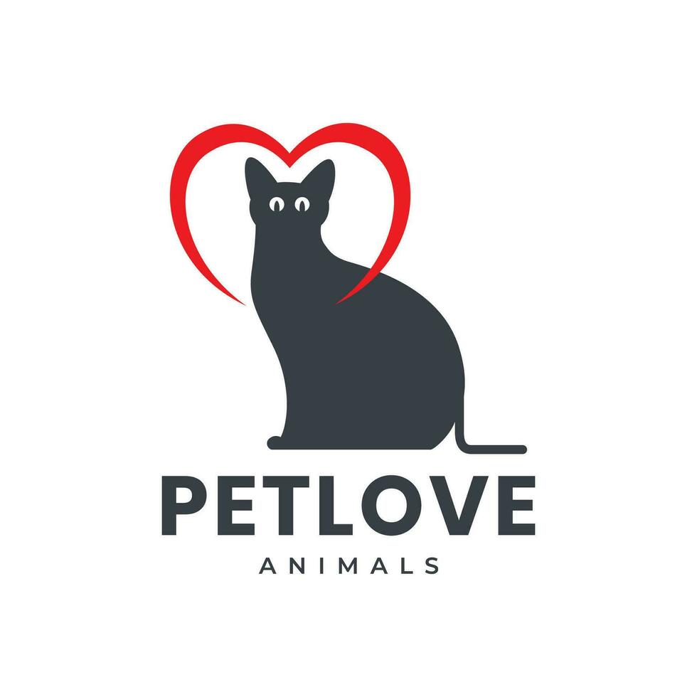 Giappone gatto animali domestici amore cuore portafortuna moderno logo icona vettore illustrazione
