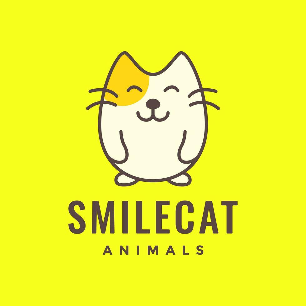 gatto gattino Grasso carino portafortuna cartone animato colorato semplice logo vettore icona illustrazione