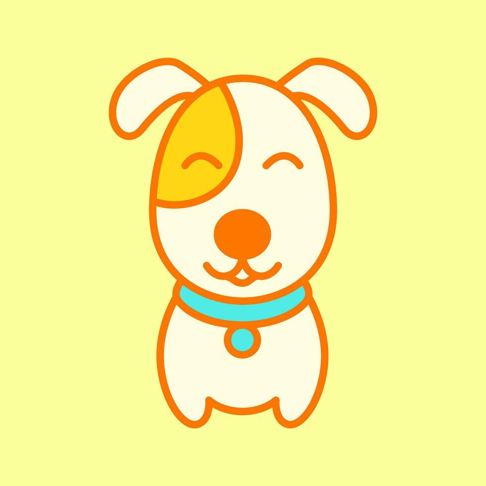 cucciolo cane animali domestici carino cartone animato portafortuna colorato moderno contento Sorridi logo icona vettore illustrazione