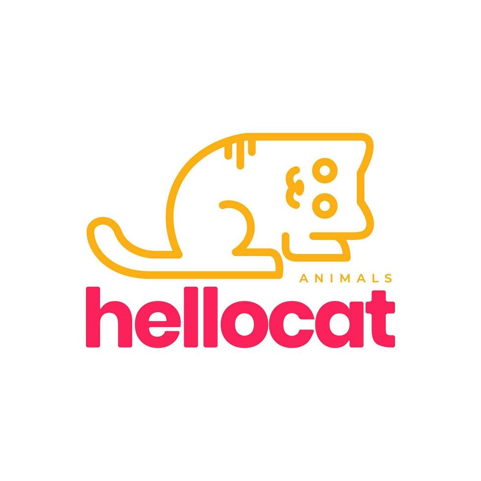 gattino gatto animali domestici portafortuna carino Linee minimo moderno cartone animato giocando logo icona vettore illustrazione
