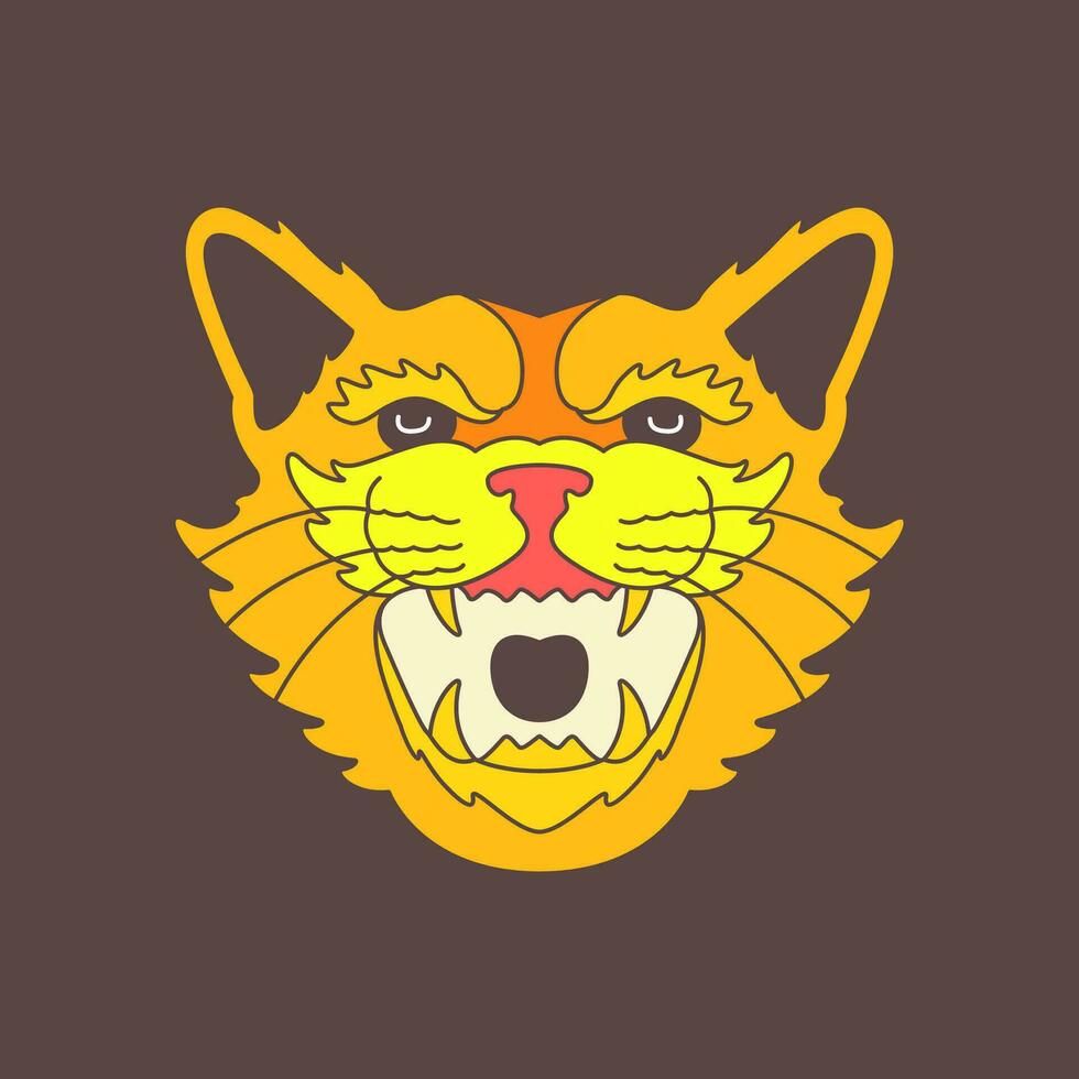 ruggito tigre antico bestia natura giungla colorato portafortuna logo vettore icona illustrazione