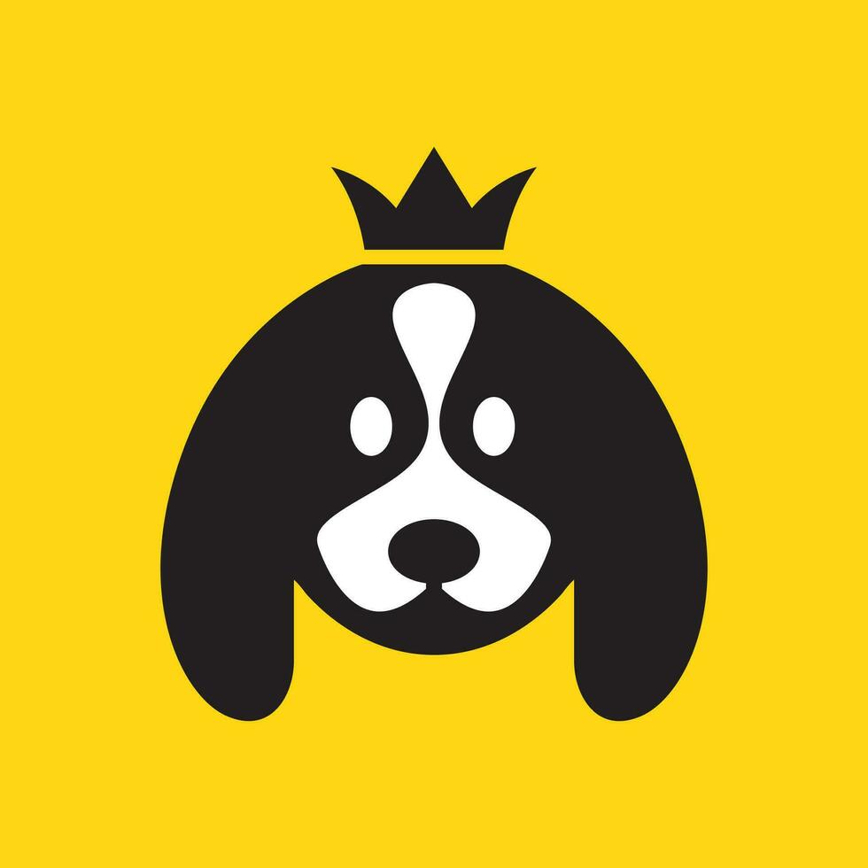 cavaliere re charles spaniel cane animali domestici corona re Regina carino portafortuna cartone animato logo icona vettore illustrazione
