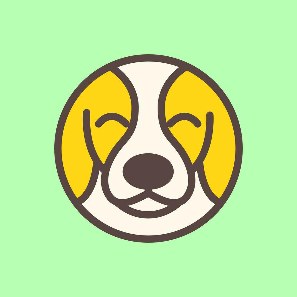 Jack russel cane cucciolo carino cerchio moderno geometrico portafortuna cartone animato Sorridi contento logo icona vettore illustrazione