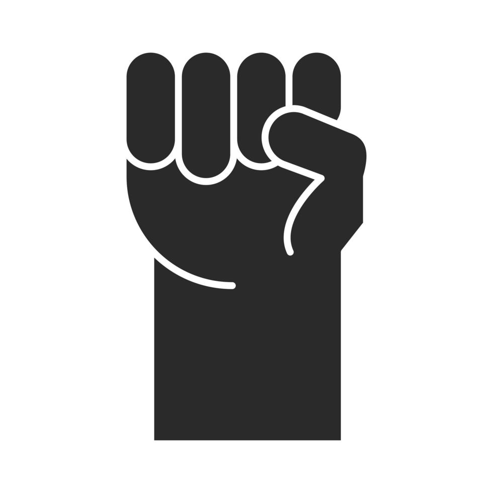 la giornata internazionale dei diritti umani ha alzato la mano nel pugno in stile icona silhouette vettore