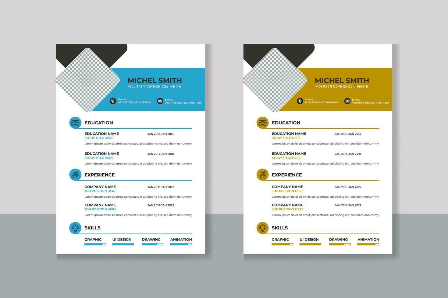 minimalista curriculum vitae CV modello con simpatico tipografia vettore