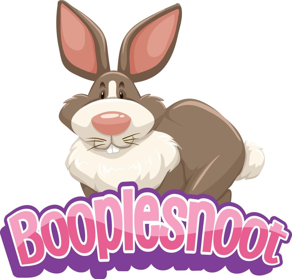 design del carattere booplesnoot con un simpatico personaggio dei cartoni animati di coniglio vettore