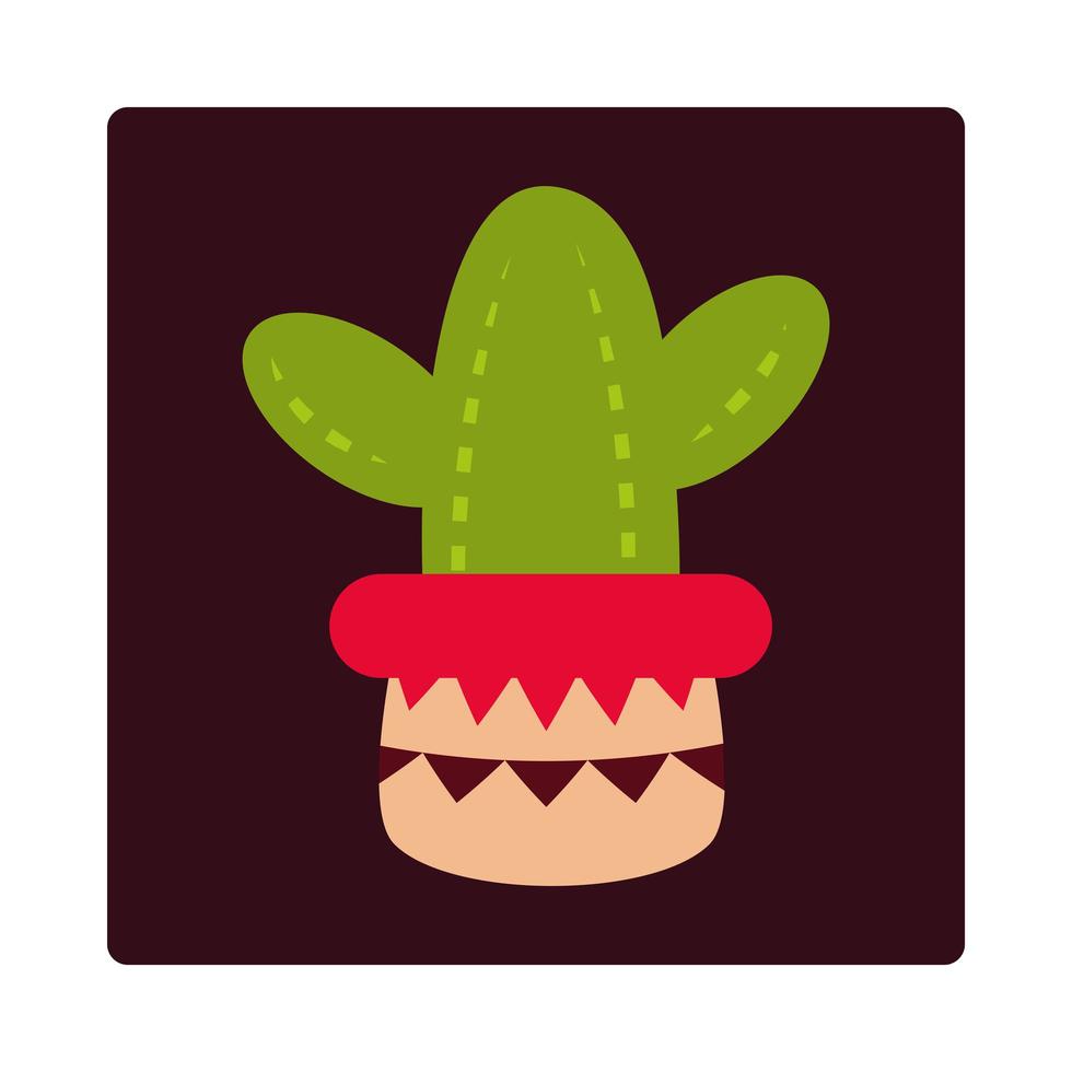 giorno dei morti cactus in vaso decorazione celebrazione messicana icona blocco e piatto vettore