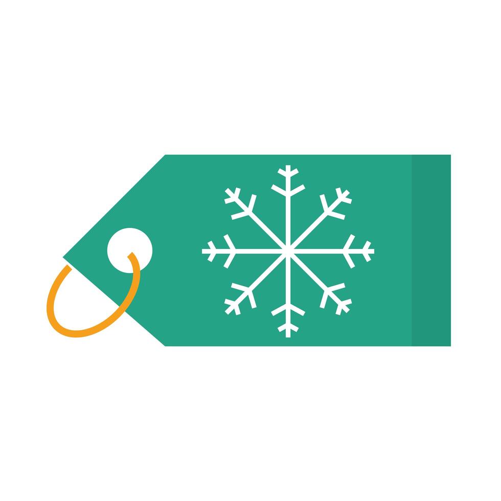 felice buon natale shopping tag fiocco di neve decorazione celebrazione festivo piatto icona style vettore