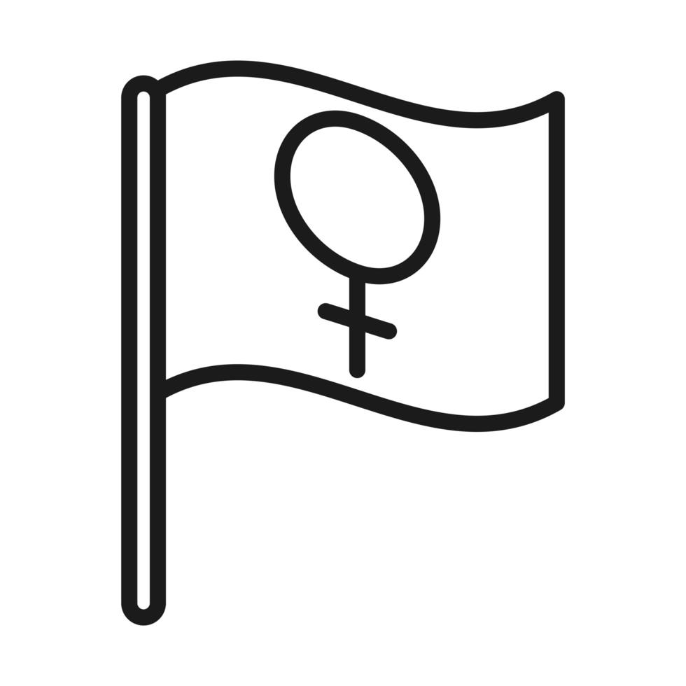 bandiera icona movimento femminismo con stile linea pittogramma genere femminile vettore