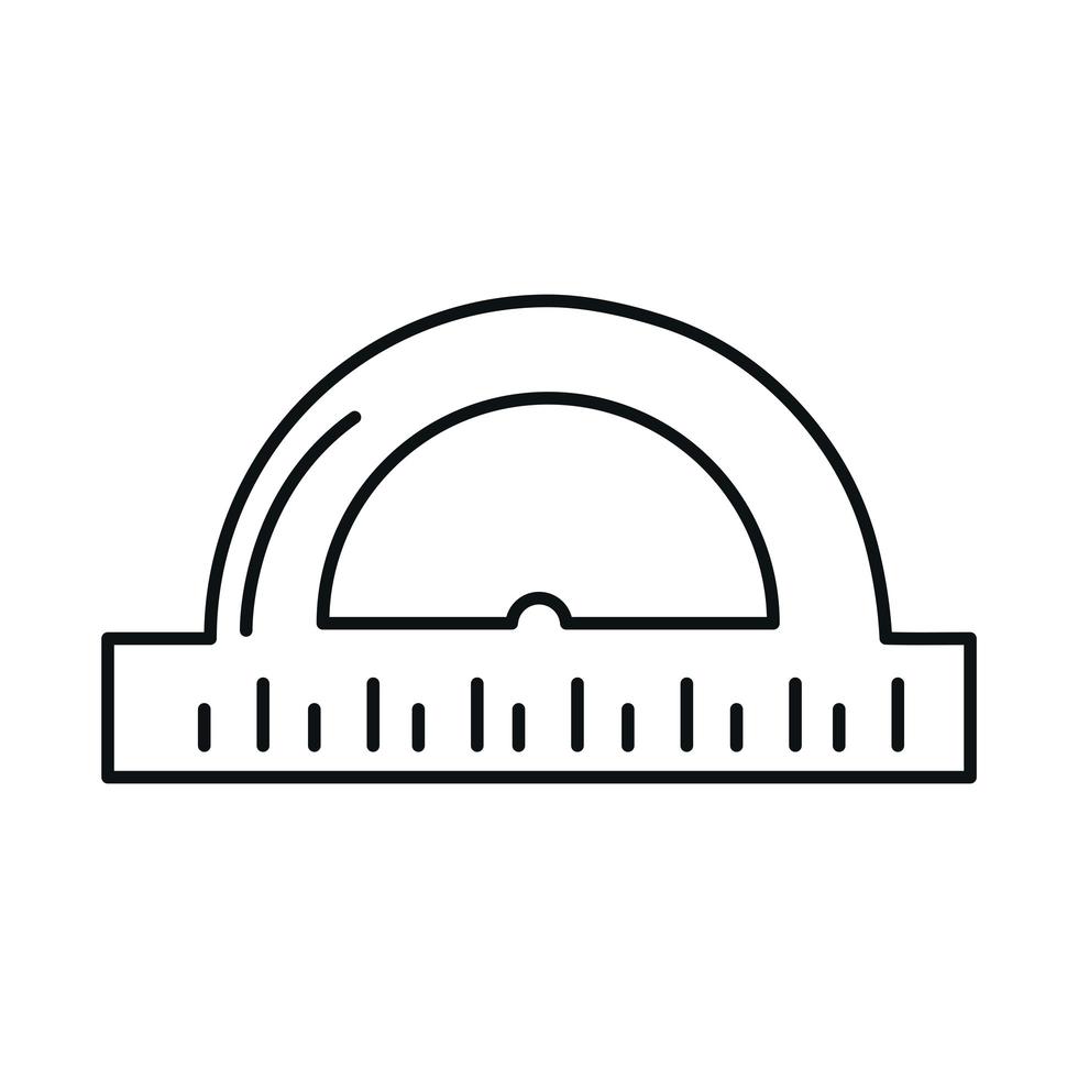 ritorno allo stile dell'icona della linea di istruzione elementare del goniometro della geometria della scuola vettore