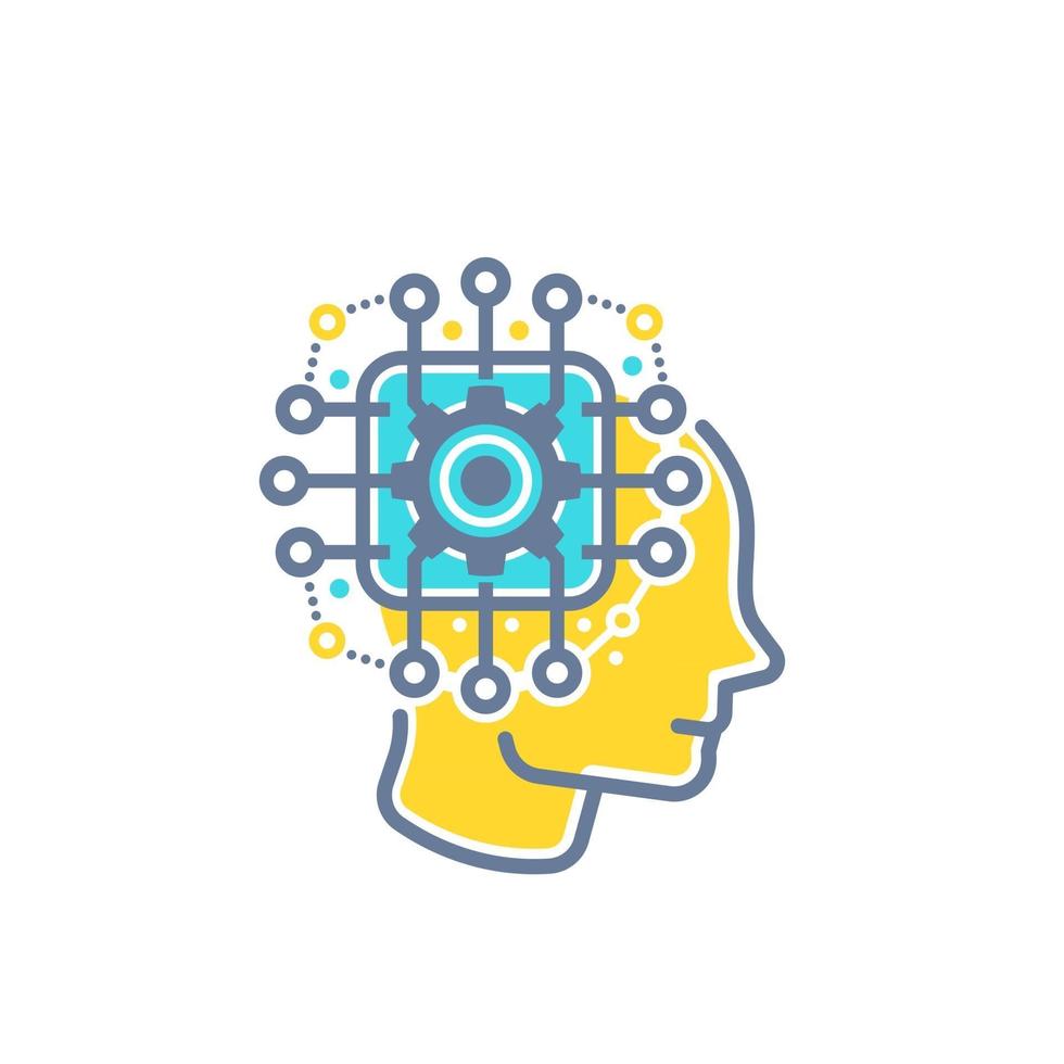 apprendimento automatico, rete neurale artificiale, illustrazione vettoriale ai