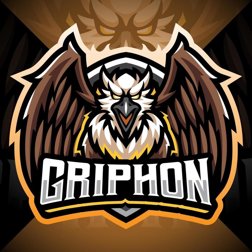 disegno del logo della mascotte di grifone esport vettore