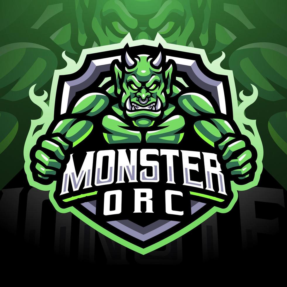 disegno del logo mascotte esport mostro orco vettore