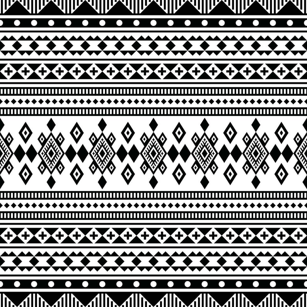 geometrico ornamento vettore illustrazione senza soluzione di continuità etnico modello. nativo arte modello con azteco e navajo stile. tribale Stampa design per tessile. nero e bianca colori.
