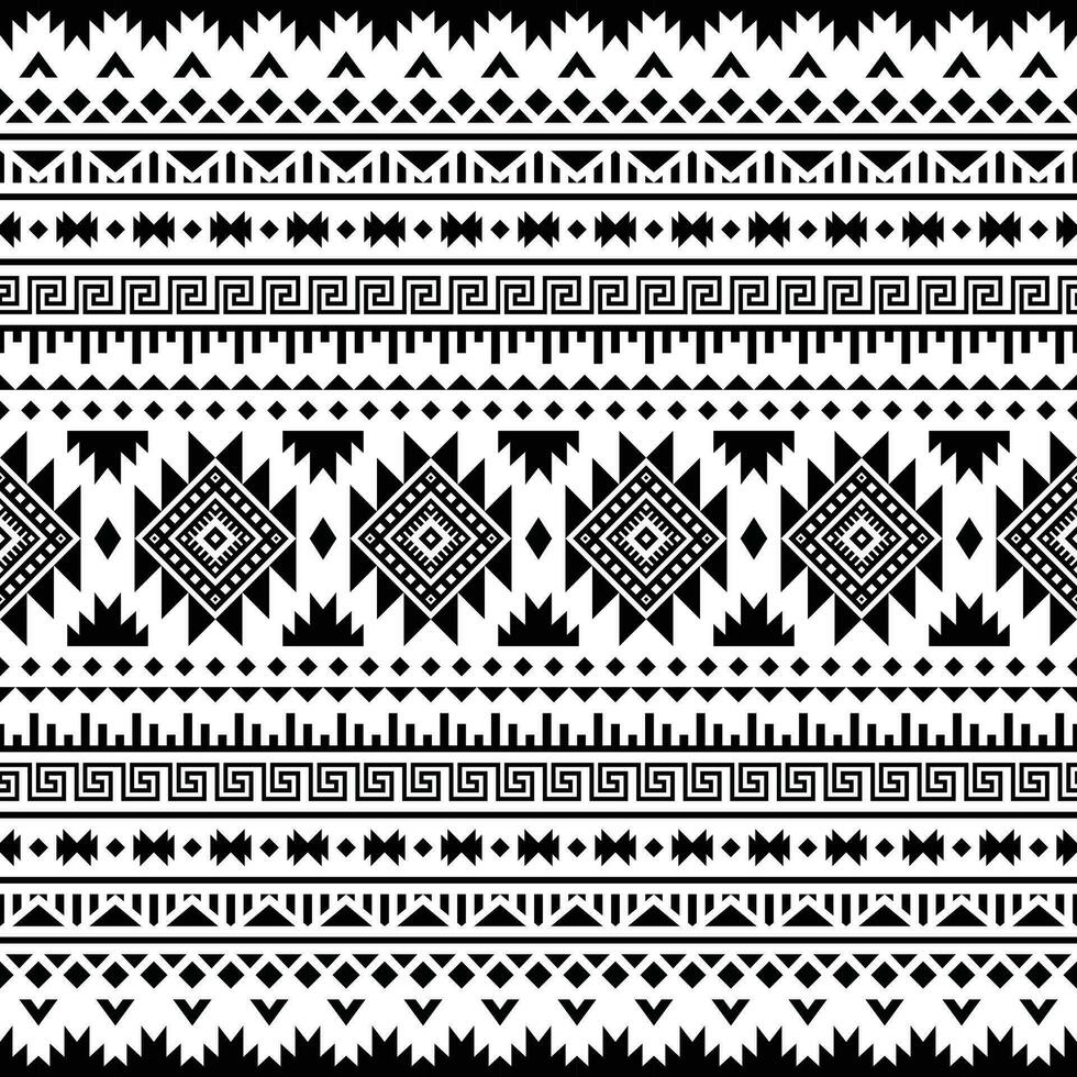 popolare geometrico astratto sfondo nel etnico stile. senza soluzione di continuità tribale navajo modello design per tessile. nero e bianca colori. vettore