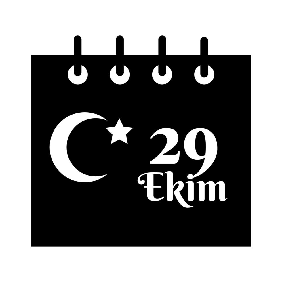 cumhuriyet bayrami celebrazione giorno con 29 numero in stile silhouette calendario vettore