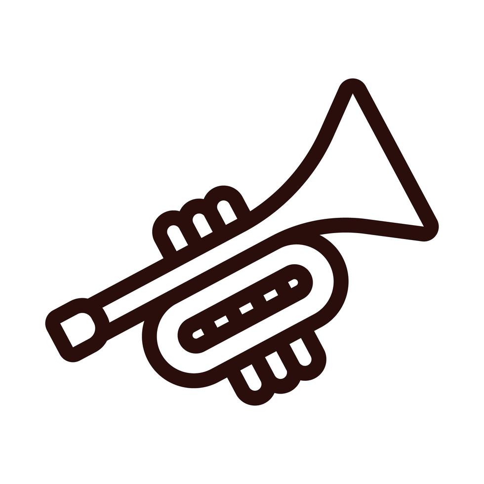 icona dello stile della linea musicale dello strumento ad aria della tromba vettore