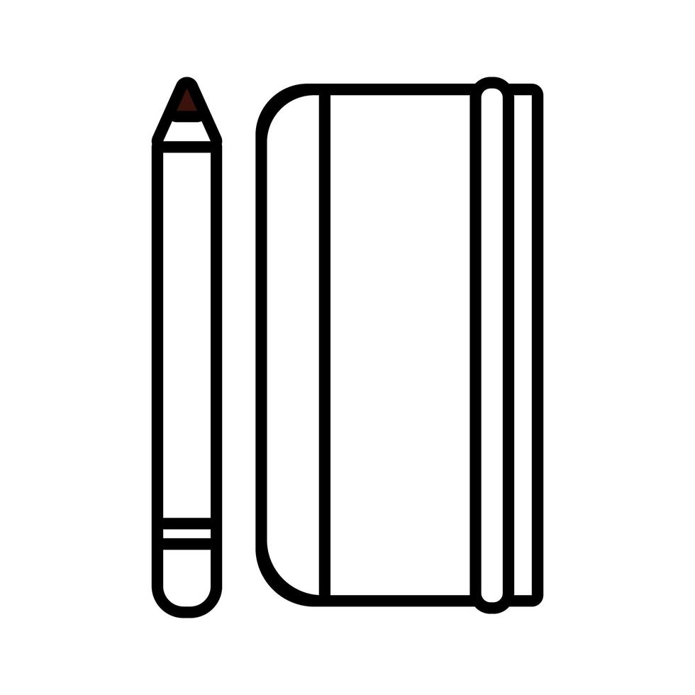 scuola di libri con icona di stile della linea di matita vettore